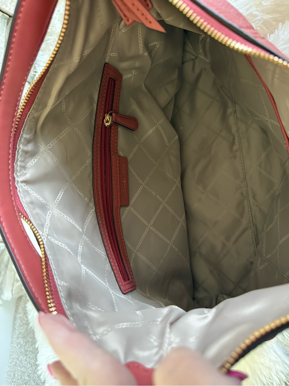 Michael Kors Coral Pebbled Leather Hobo with Gold Accents - Picture 3 of 3